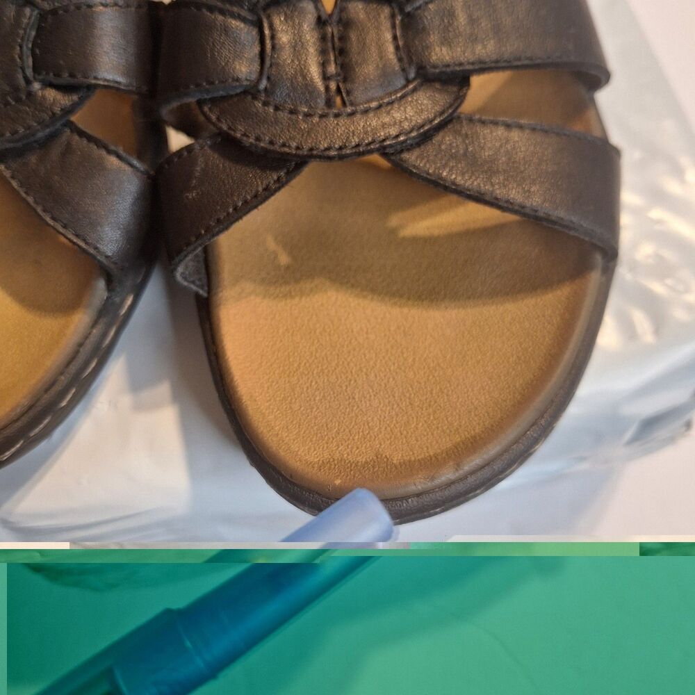 Sketchers Passenger Luxe Foam Black Leather Women's Sandals.  Size 10 - Picture 10 of 12